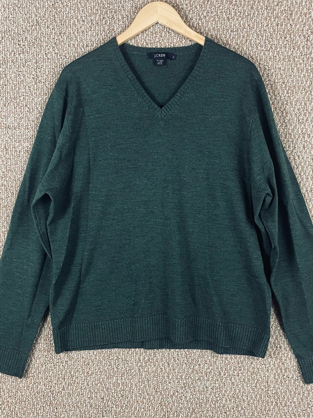 J. Crew Sweater Men's Size Large 100% Merino Wool V Neck Preppy Casual F381